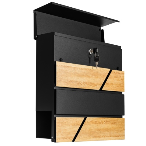 Skrzynka pocztowa na listy SN3638-2 Czarny + Imitacja Drewna
