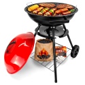 Grill węglowy ogrodowy okrągły z pokrywą 42cm duży ruszt przenośny BBQ