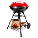 Grill węglowy ogrodowy okrągły z pokrywą 42cm duży ruszt przenośny BBQ