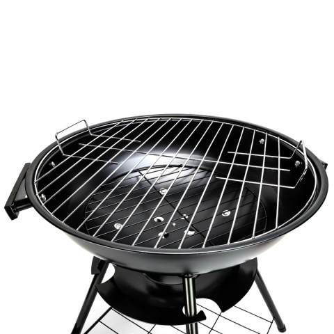 Grill węglowy ogrodowy okrągły z pokrywą 42cm duży ruszt przenośny BBQ