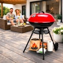 Grill węglowy ogrodowy okrągły z pokrywą 42cm duży ruszt przenośny BBQ