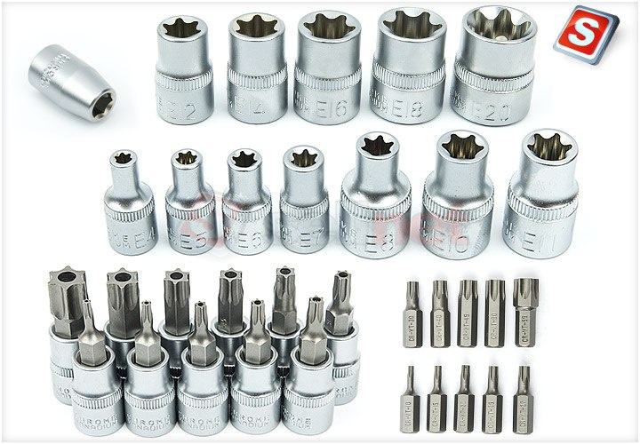Zestaw kluczy Torx 34 el. zew/wew 3/8" SN1834 Zestaw kluczy Torx 34 el. zew/wew 3/8" SN1834