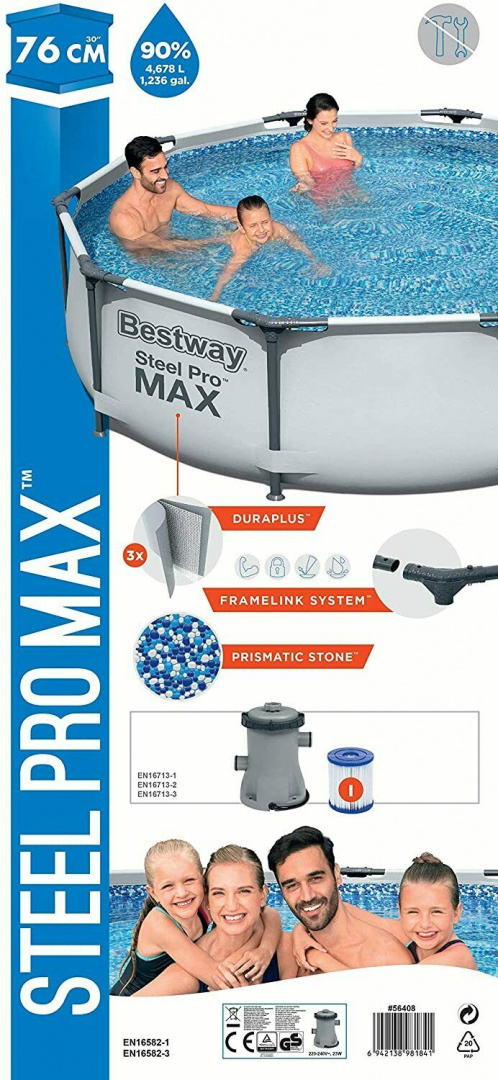 Basen ogrodowy stelażowy 305 x 76 cm zestaw Bestway 56408 Basen ogrodowy stelażowy 305 x 76 cm zestaw Bestway 56408