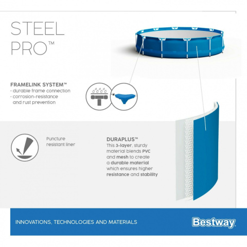 Basen ogrodowy stelażowy 305 x 76 cm Bestway 56677 Basen ogrodowy stelażowy 305 x 76 cm Bestway 56677