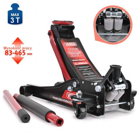 Podnośnik hydrauliczny niskoprofilowy dwutłokowy 3,0T SN8465 + Guma GN05 Podnośnik hydrauliczny niskoprofilowy dwutłokowy 3,0T SN8465 + Guma GN05