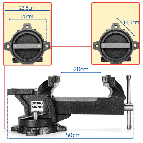 Imadło ślusarskie stołowe 200mm SN2200 Imadło ślusarskie stołowe 200mm SN2200